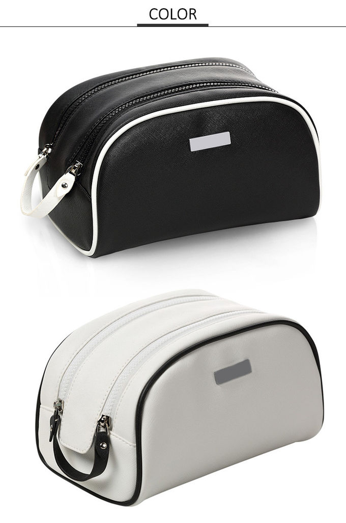 Reusable White PU Cosmetic Bag With Digital Printing Logo