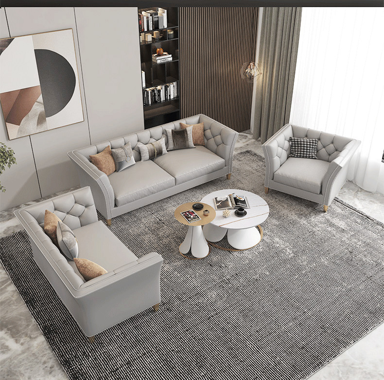 2pcs Living Room Round Rock Coffee Table 50cm Long With Super Fiber Leather