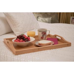 China organic bamboo wooden food serving tray with handle wholesale