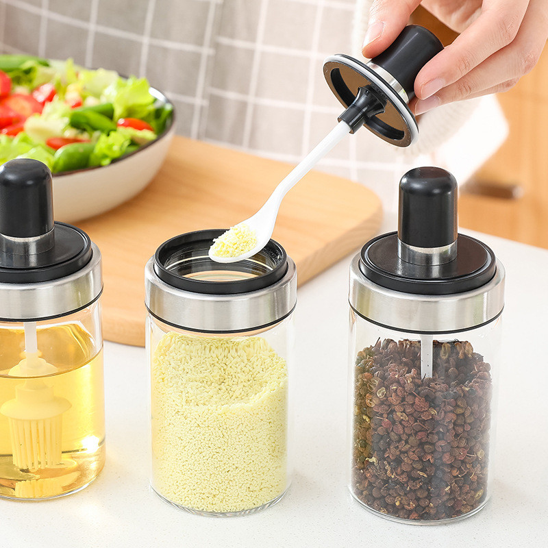 FDA LFGB Seasoning Empty Glass Jars With Wooden Lid