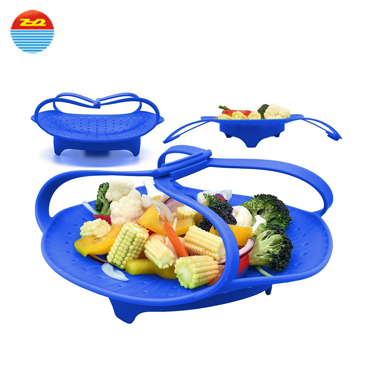 2019 Amazon Top sale Microwave Food Grade Colorful Multi-purpose Silicone Steamer Basket Vegetable Best Steam Cooker Target