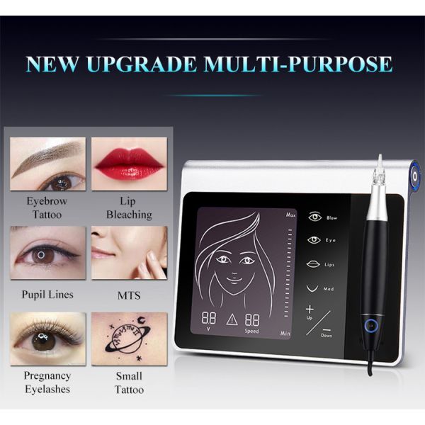 Black Digital PMU Microblading Pen Stainless Steel Electric Tattoo Gun Kit for Eyebrows Lips Skin Permanent Makeup Machine