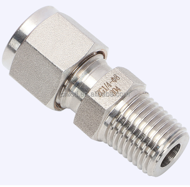 Customized Support OEM Stainless Steel 1/8-4 Inch Male Connectors Twin Ferrule Compression Tube Fittings for Sanitary