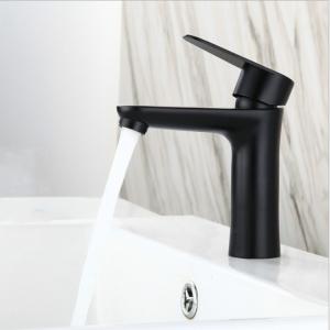 China Bathroom SUS304 Single Cold Water Basin Taps In SN Matte Black wholesale
