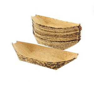 China Biodegradable Disposable Serving Cone Bamboo Leaf Plate Boat For Sushi Food wholesale