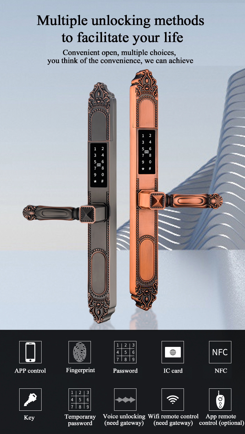 Multi-function Zinc Alloy Outdoor Door Lock with Double Side Fingerprint and Sunscreen