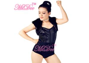 China Cap Sleeves jazz dance outfits Black Swan Leotard Fur Mini Jacket For Women wholesale