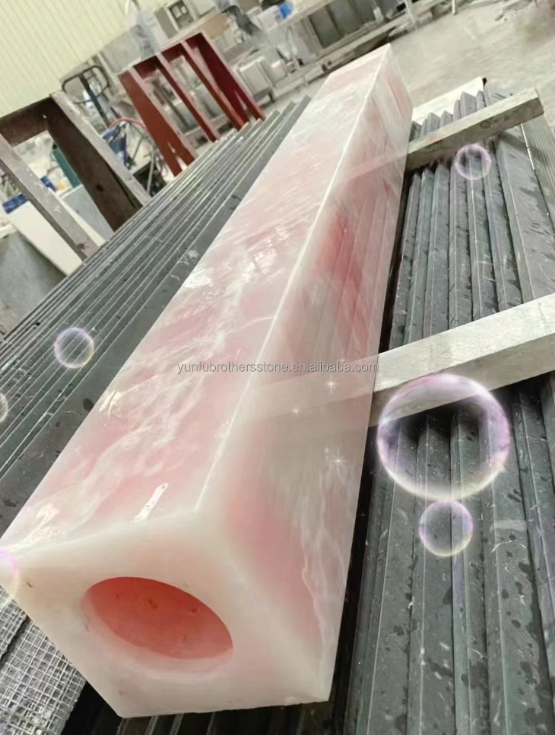 Natural Stone Backlit Pink Onyx Translucent Stone Slab for Modern Table and Batutub