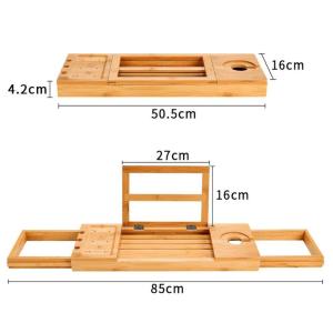 China Home Furniture Bamboo Extendable Bath Caddy Bathtub Tray Customized wholesale