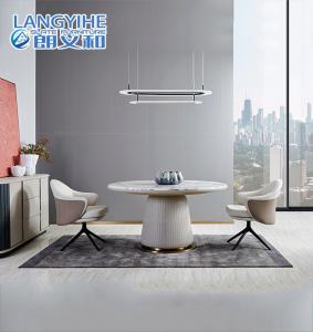 China Household White Marble Round Dining Table With Turntable Stainless Steel wholesale