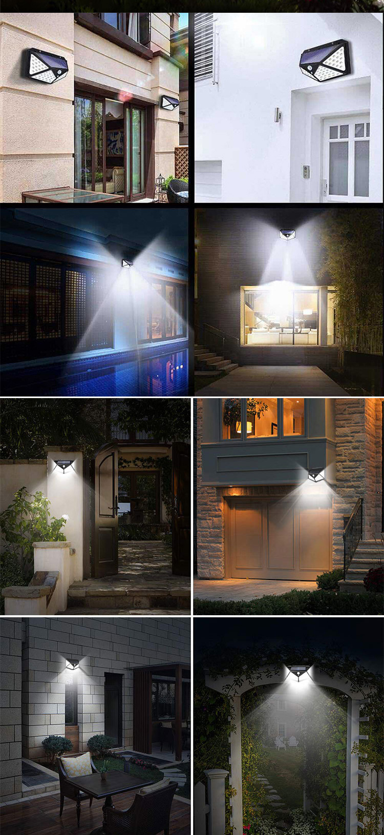 1000LM 100 LED Solar Powered Lights Solar Motion Detector Lights