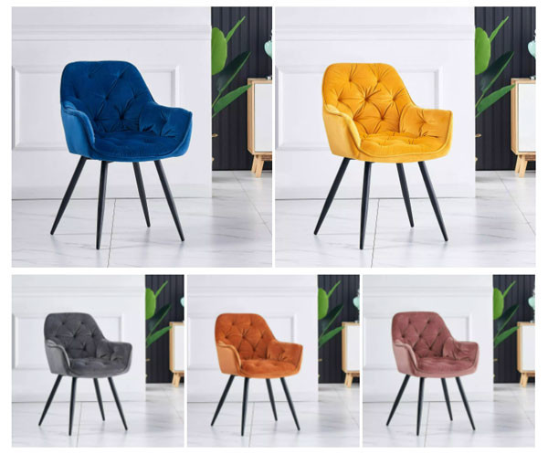 Luxury Colorful Nordic Dining Chair Sets Button Padded Accent Armchair