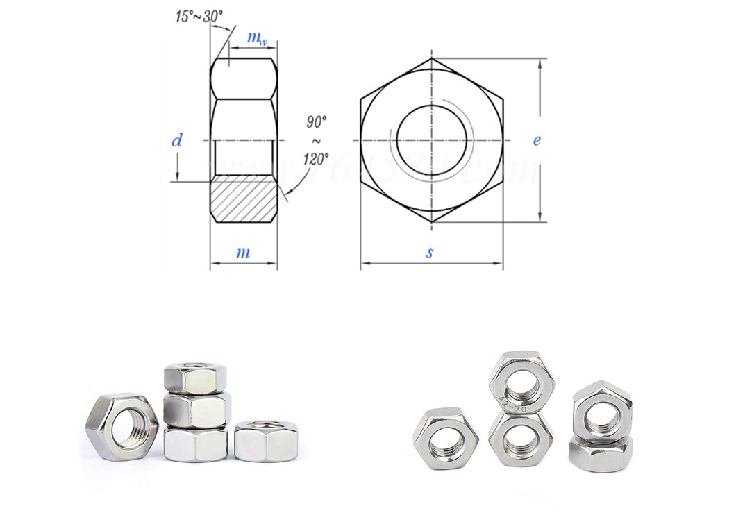 Zinc Plated Hex Head Nut M1 - M30 Stainless Steel Hexagon Nuts