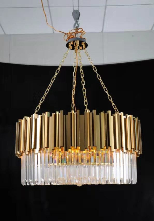 Large Crystal LED Chandelier Luxury K9 Crystal Hanging Light Living Room Pendant Lamp