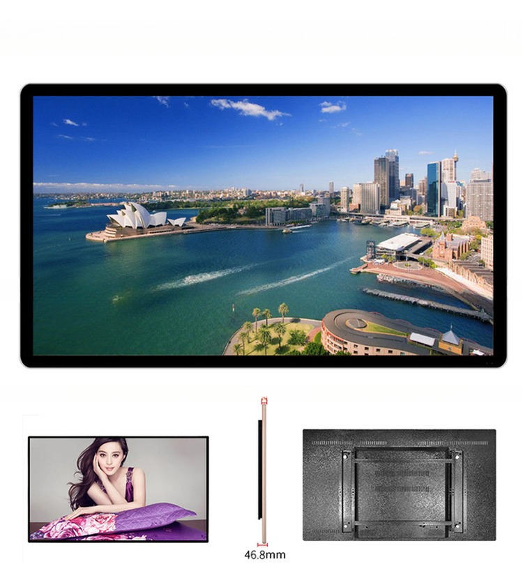 32inch UHD LED LCD TV video advertising display with wall mounted