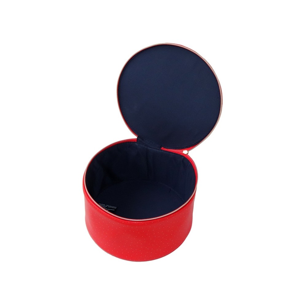 Customized Lightweight Ladies Leather Vanity Case Portable Round Red