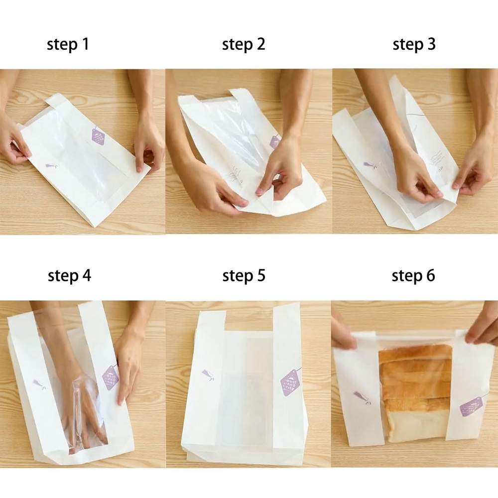 Large Grease-Proof Bread Snack Kraft Paper Bag with Front Window Eco Friendly Packaging