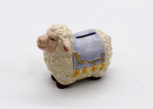 China Strong Dolomite Ceramic Sheep Bank , Ceramic Coin Bank Figurine Farmhouse Decoration wholesale