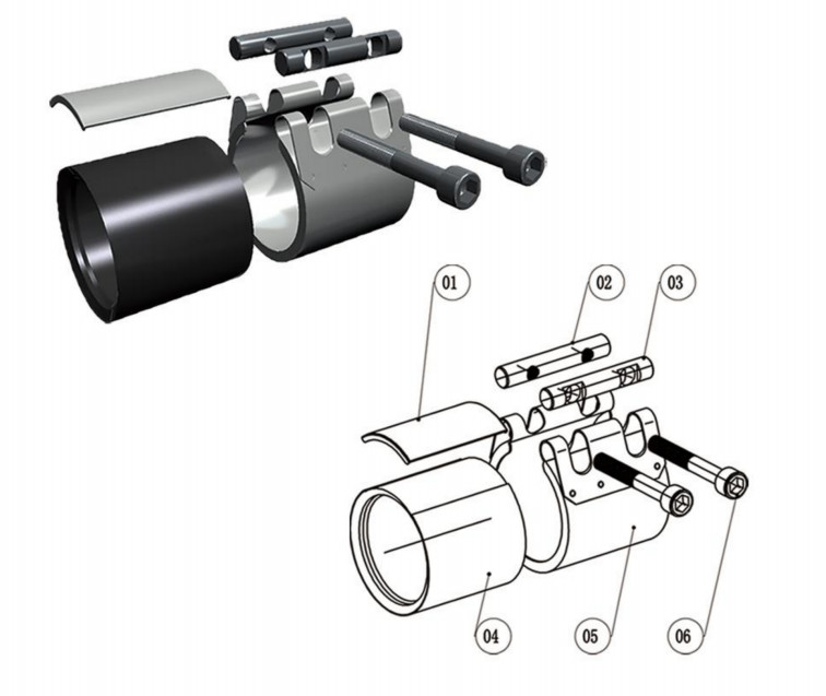 HDPE Pipe Fitting Straight Pipe Leakage Repair Clamp Multifunctional All Stainless Steel