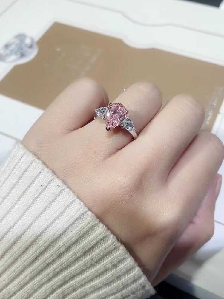 Jewelry Design Lab Diamond Jewelry Pink Pear Engagement Ring Wedding Ring Custom-made