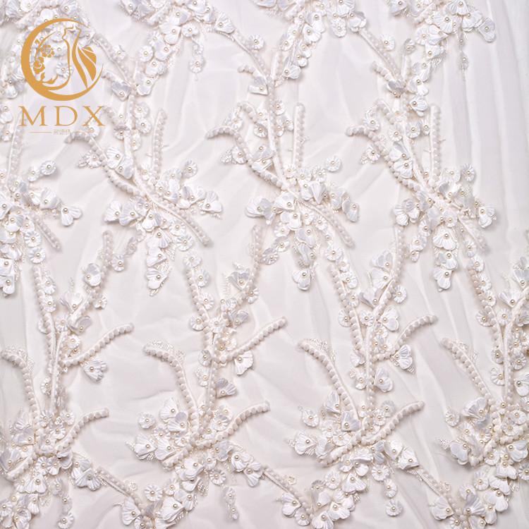 Haute Sequined Couture Lace Fabric Luxury Flower Embroidered