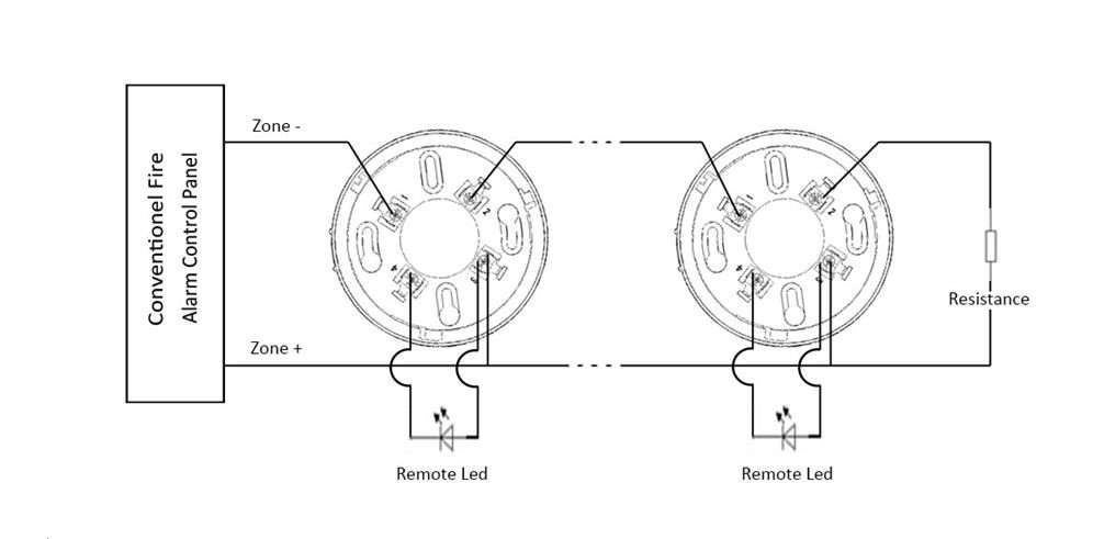 Conventional 2 Wire Photoelectric Smoke Detector For Fire Fighting Alarm System