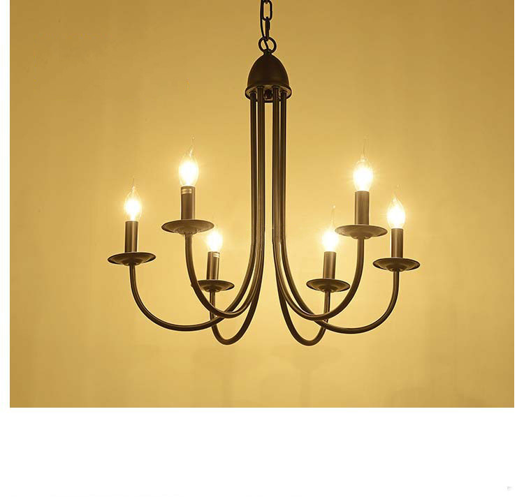 American Chandelier Iron Art E14 Candle Living Room Lamp Simple Restaurant Lamp(WH-CI-151)