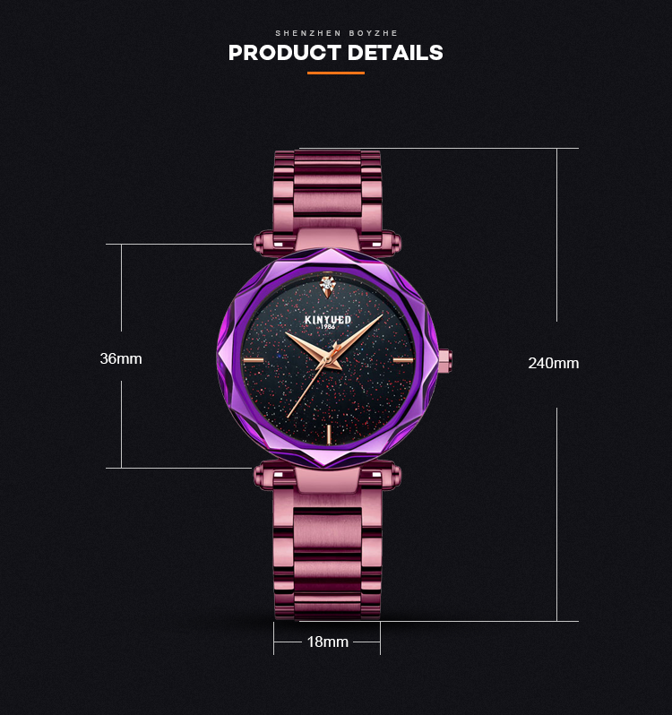 KINYUED Bracelet High Quality Quartz Movement Watches Fashion Sky Starry Stainless Steel Ladies watch.