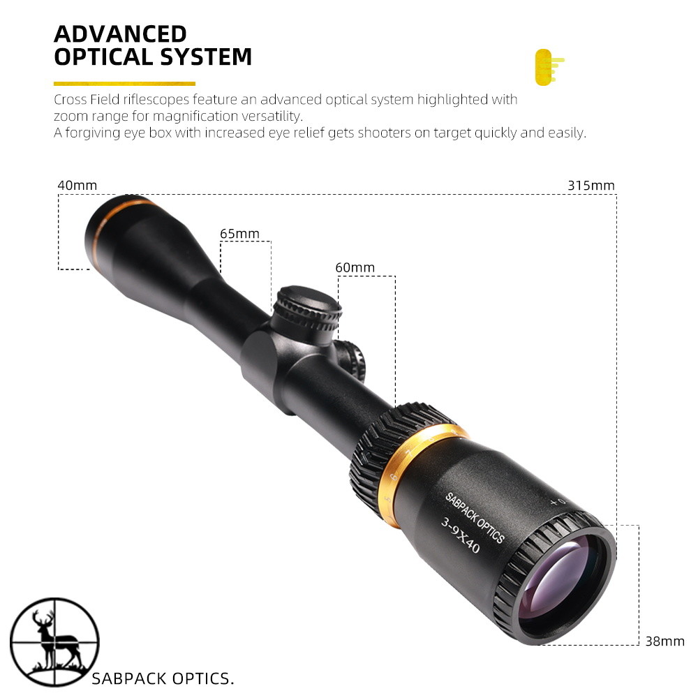 Sabpack 40mm fogproof Hunting Rifle Scope 3 - 9X Cross Field Riflescope