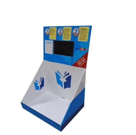 Custom cardboard retail store lcd advertising display supermarket floor display screen