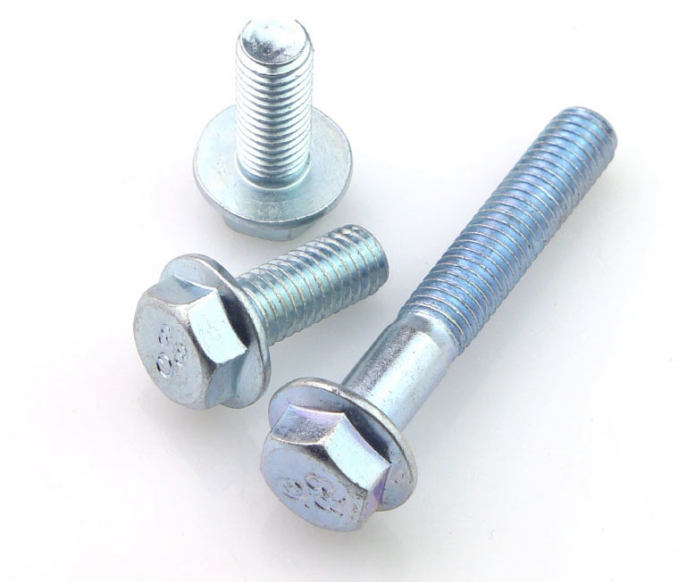 Class 8.8 Steel White Zinc Plated Flange Hex Head Screws Zinc Plated M8 Flange Hex Bolts