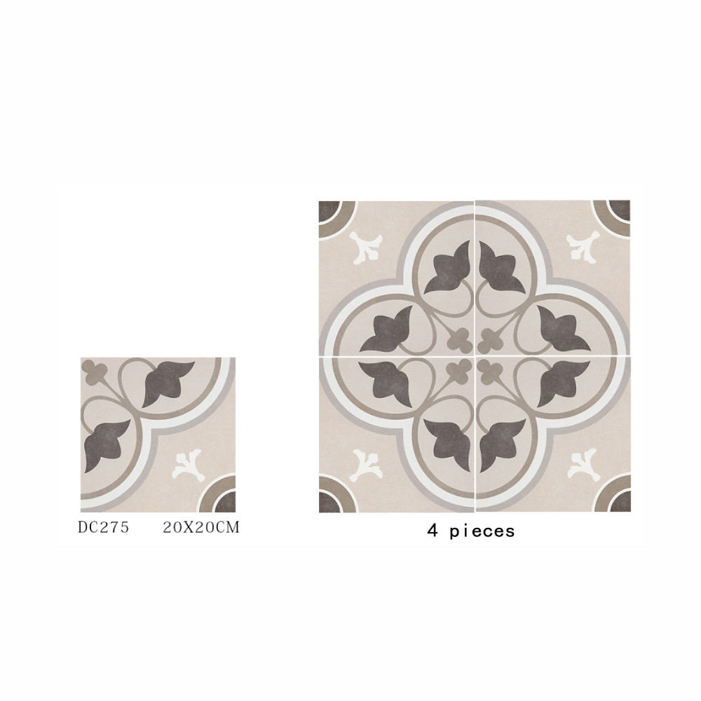 Wear-Resistant Gray Floor And Wall Floret Ceramic Rustic Tile 200x200mm And No Fade Tiles For Balcony