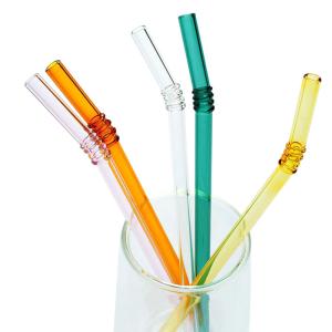 China Curved Reusable Borosilicate Bent Glass Straws wholesale