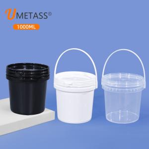 China 1L Clear Plastic Bucket With Lid Handle For Food Packaging Personalized Packaging wholesale