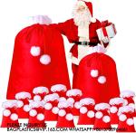 Santa Velvet Gift Bags Bulk Gift Bags Poms Christmas Gift Sack Xmas Velvet