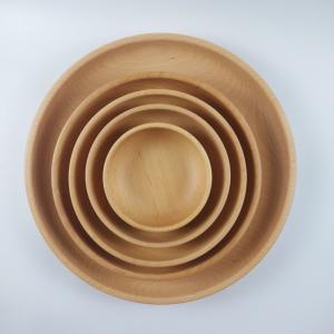 China BPA Free Wooden Kitchen Utensil Set Creative Beech Wood Plate Round Salad Pickle Bowl wholesale