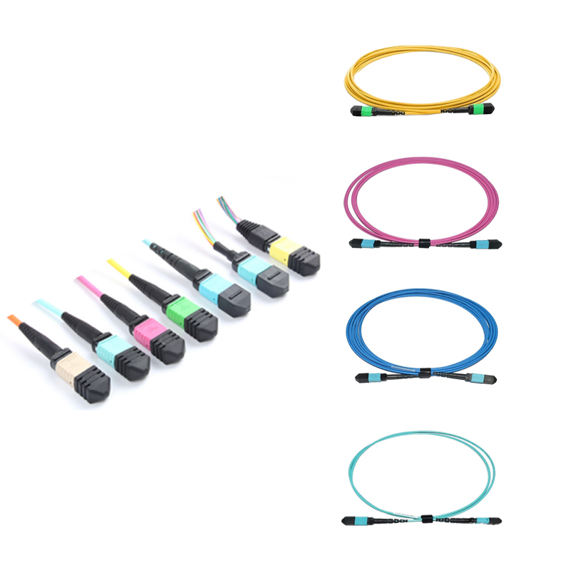 8 Fiber OM4 MPO to LC Patch Cord MPO to LC Fiber Optic Breakout Cable