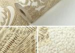 PVC Retro Light Yellow Floral Pattern Wallpaper With Embossed For Bedrooms