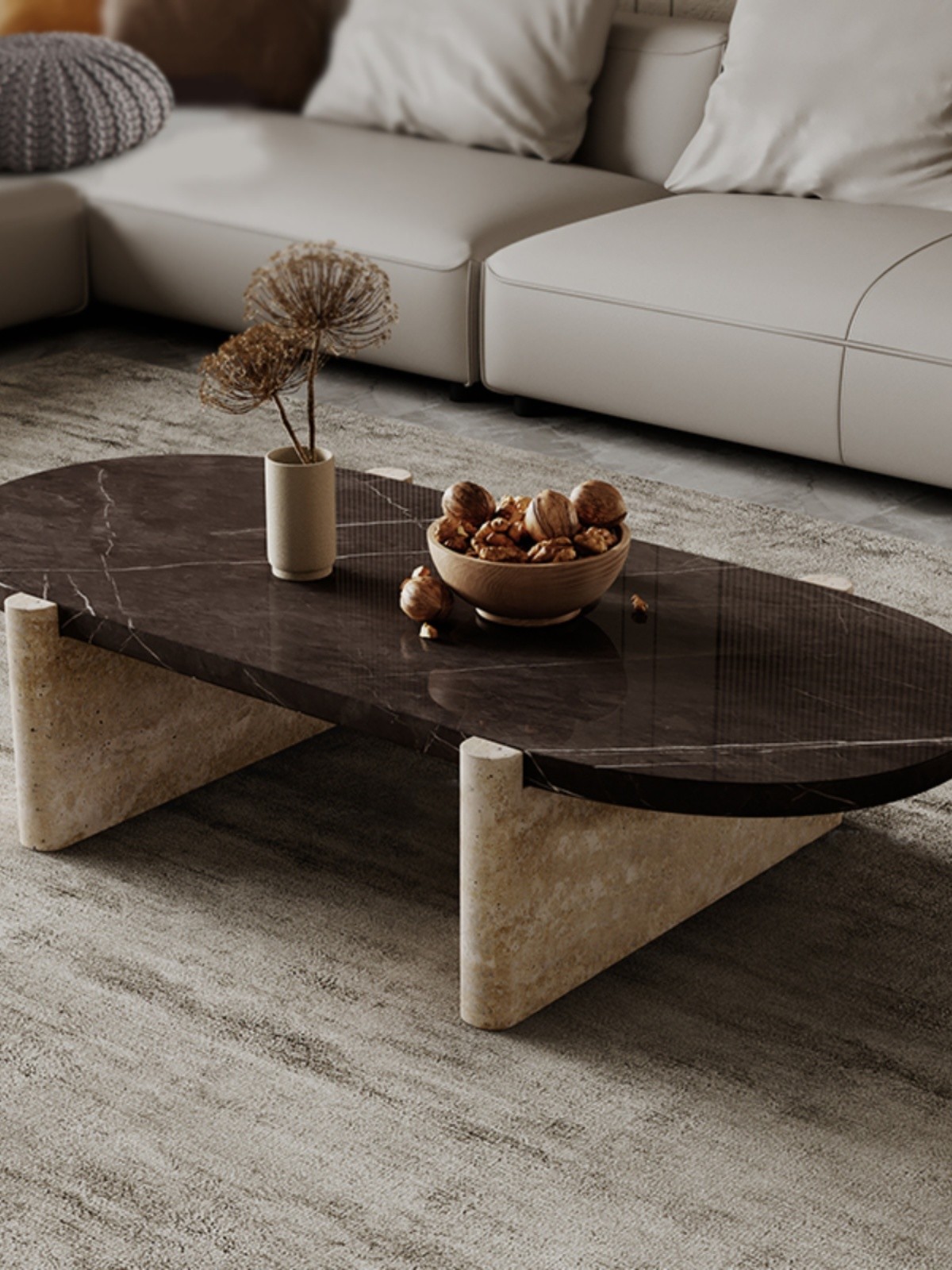 Nordic Modern Hotel Furniture Natural Stone Coffee Table