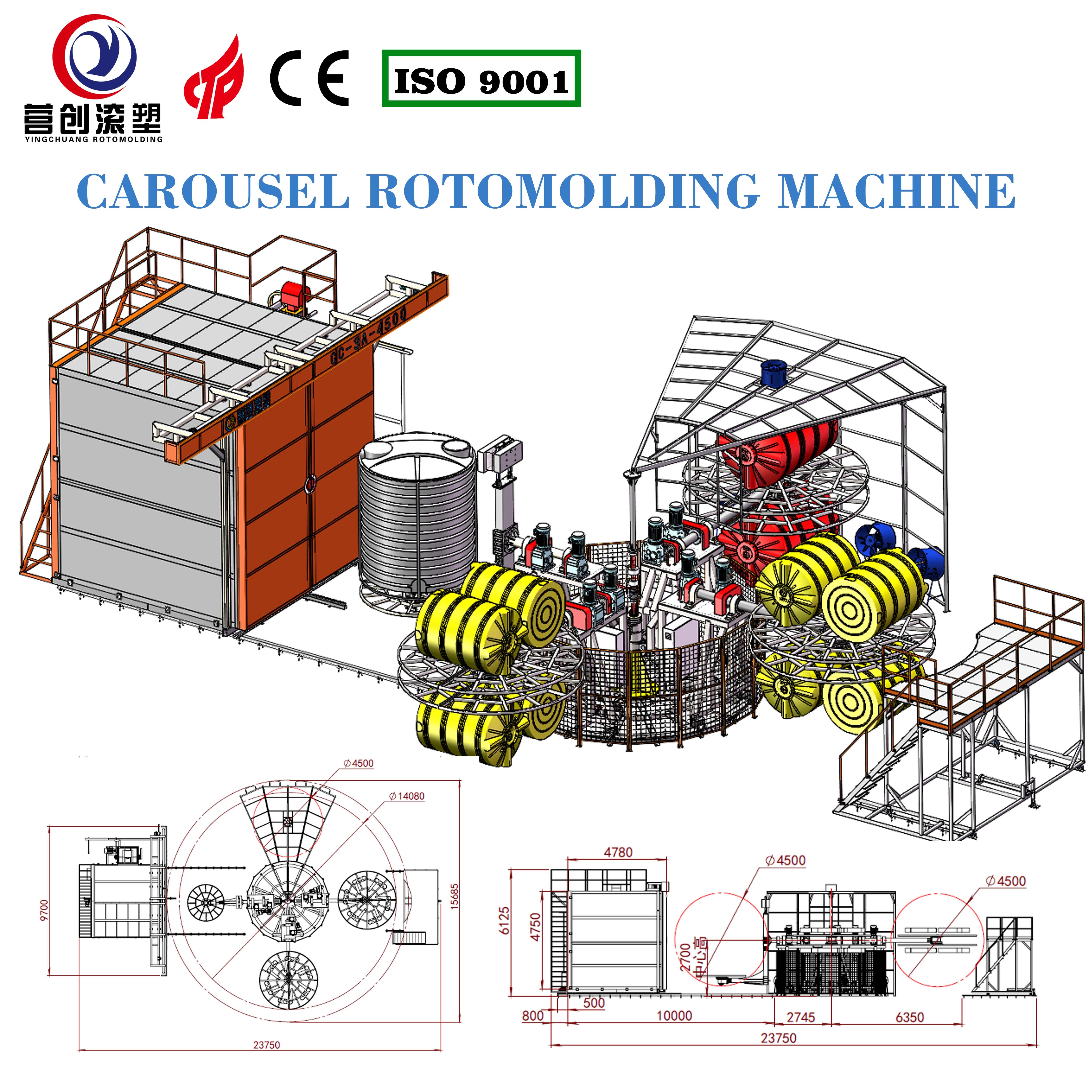 Yingchuang CC-3A-4500 Carousel Rotational Molding Machine for PE Plastic