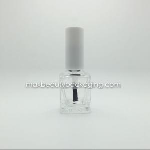 China injection white color round straight nail polish cap 14ml square nail polish bottle flat brush nail polish packaging wholesale