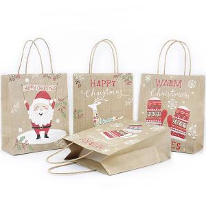 China OEM Ultraportable Kraft Paper Christmas Bags , Recycled Paper Treat Bags With Handles wholesale