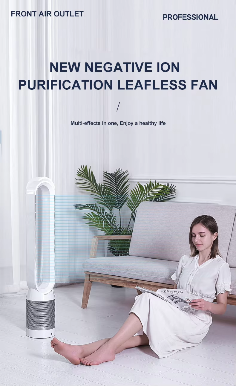 8 Fan Speed Air Cooled Natural Wind Tower Bladeless Fan 42 Inch with Remote Control