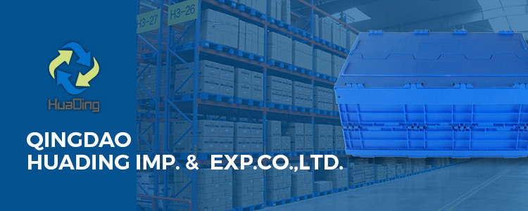 Big blue shipping box attached lid storage container wholesale Plastic Tote