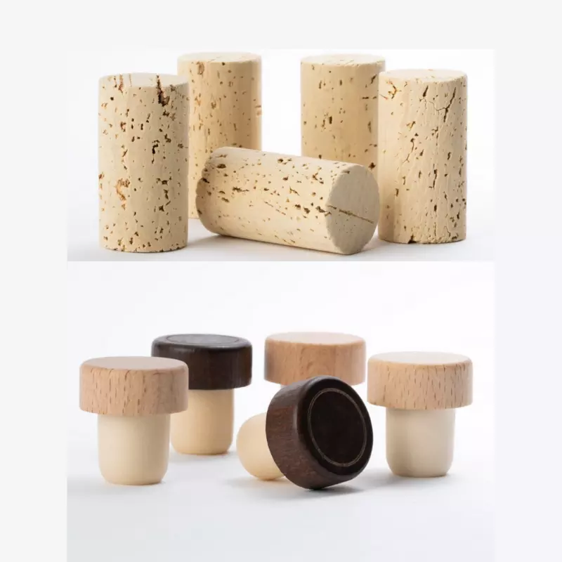Round Custom Synthetic Cork 750ml Glass Bottle Vodka Whisky Bottle with Wooden Cap and Cork