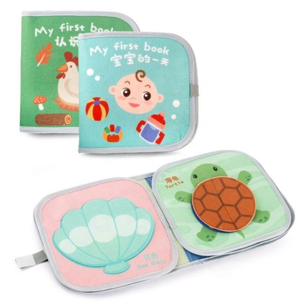 Baby Cognitive Initiation Cloth Book Baby Food Animal Cognition Washable Soft Baby Cloth Books Early Education Toy Book for Kids