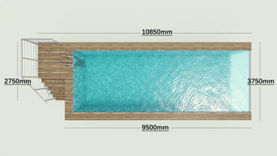 Customized Stainless Steel Above Ground Pool with Coffee Color Wood Plastic Board