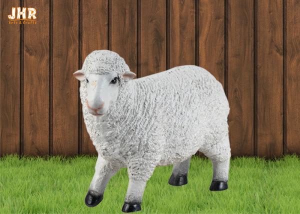 Life Size White Color Polyresin Animal Figurines Dolly Sheep Sculpture Garden