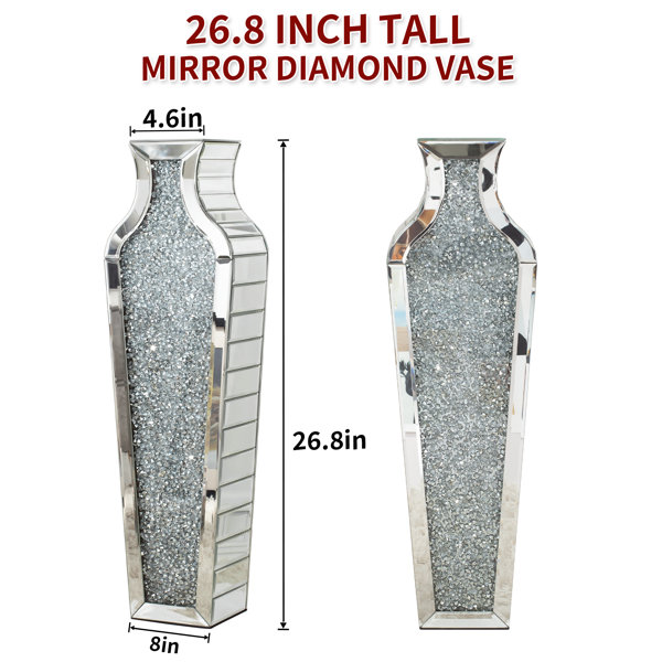 Home Decoration Mirrored Furniture Tall Floor Vase Clear Glass Crystal For Wedding