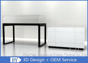 China Glossy White Glass Jewelry Counter Display / Jewelry Showcases wholesale